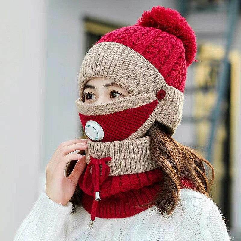 New Women's Fleece Thickened Warm Knitted Wool Hat - Mubimart