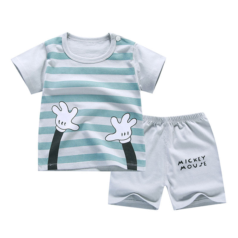 New baby suit cotton children's clothes summer boy two-piece suit - Mubimart - Baby Cloth 