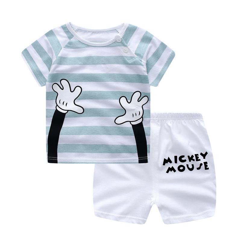 New baby suit cotton children's clothes summer boy two-piece suit - Mubimart -  