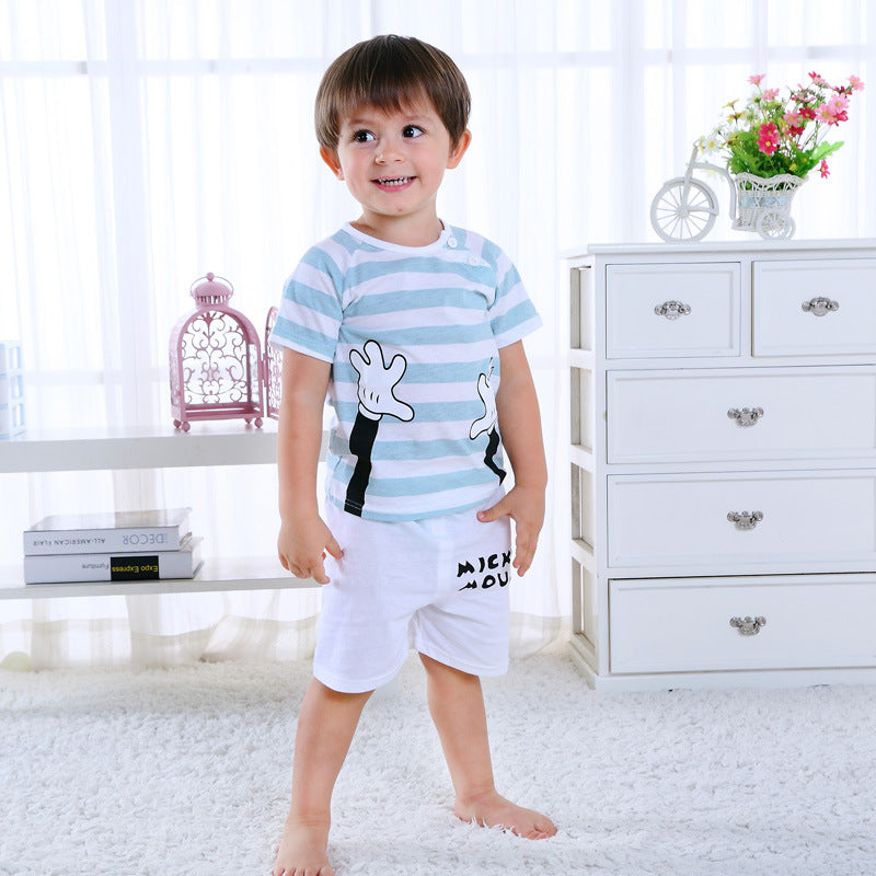 New baby suit cotton children's clothes summer boy two-piece suit - Mubimart -  