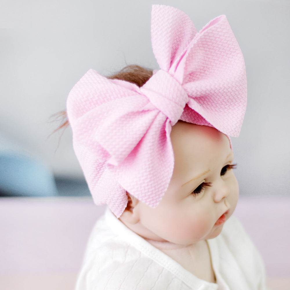 New-born baby's solid-colored bow headband - Mubimart