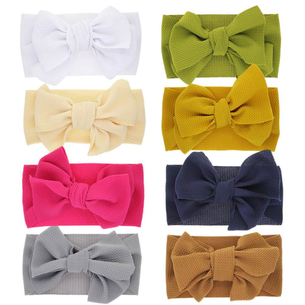 New-born baby's solid-colored bow headband - Mubimart