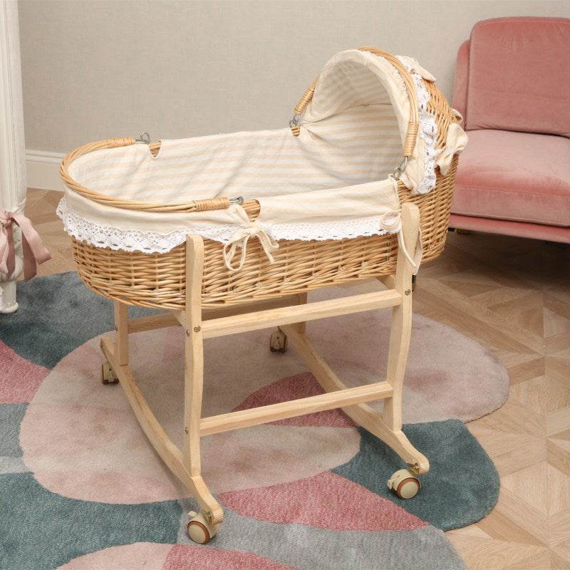 Newborn Anti-mosquito Sleeping Basket Rattan Bed Crib - Mubimart