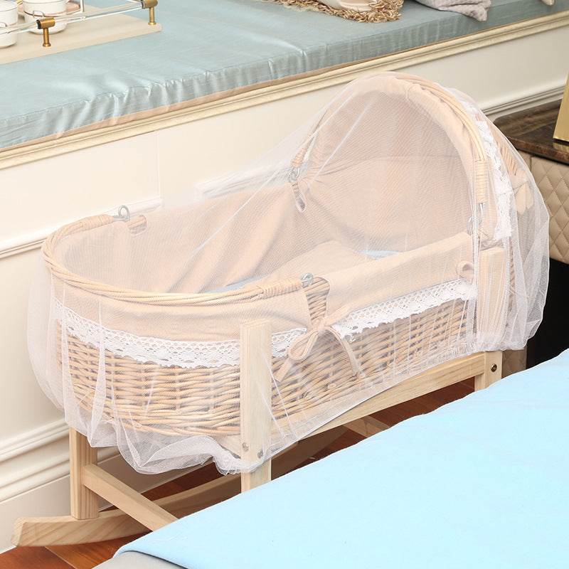Newborn Anti-mosquito Sleeping Basket Rattan Bed Crib - Mubimart