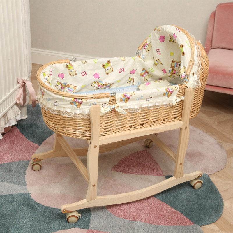 Newborn Anti-mosquito Sleeping Basket Rattan Bed Crib - Mubimart