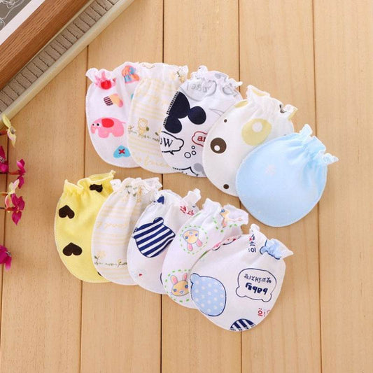 Newborn Baby Anti-scratch Face Artifact 0 Cotton Breathable Summer 3-12 Months 6 Newborn Baby Spring And Autumn Thin Gloves - Mubimart