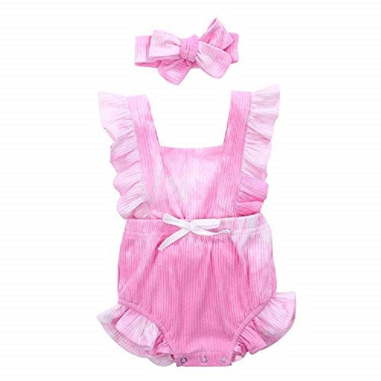Newborn Baby Girl Ruffled Solid Color Sleeveless Backless Romper Jumpsuit Outfit Sunsuit - Mubimart