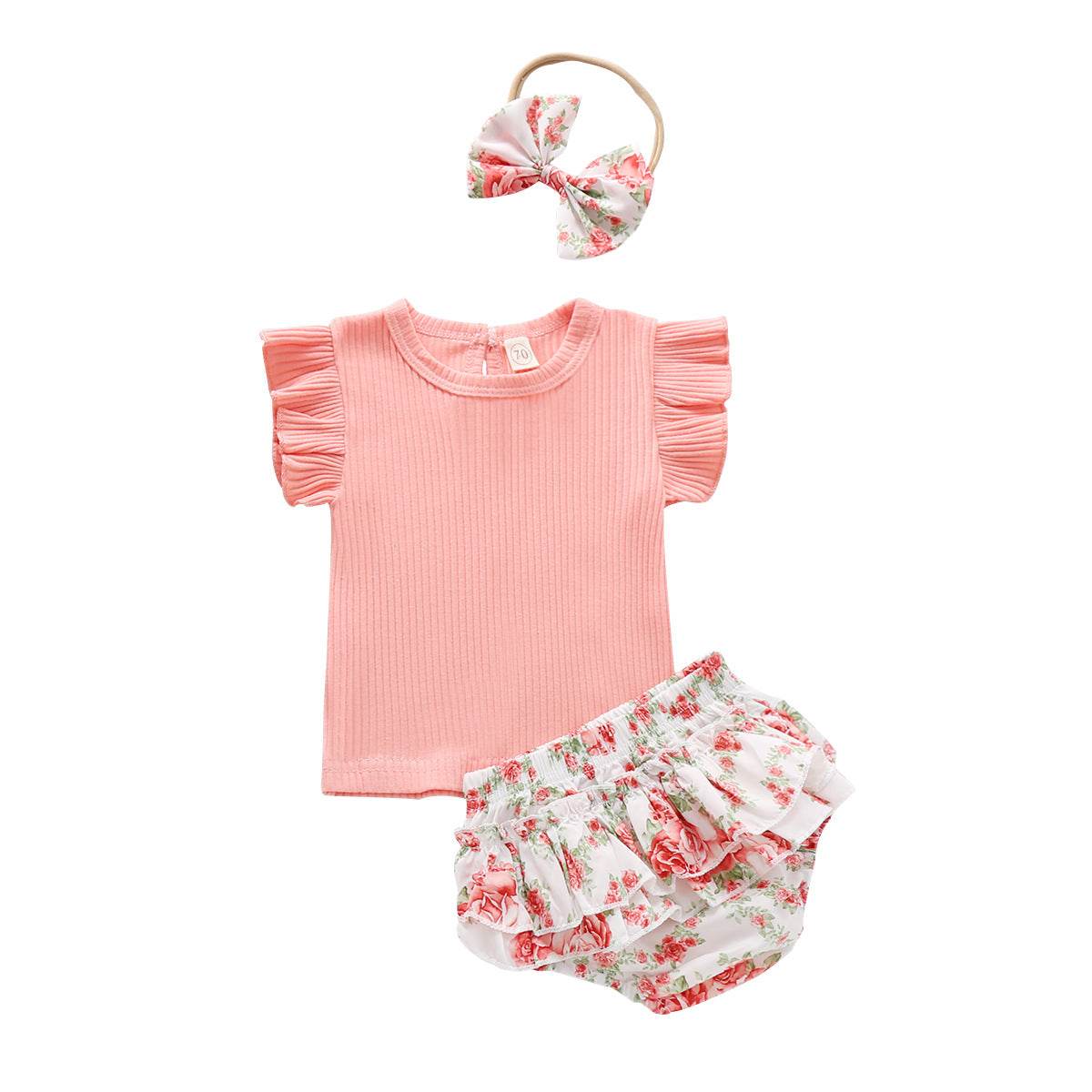 Newborn Baby Girl Ruffled Solid Color Sleeveless Backless Romper Jumpsuit Outfit Sunsuit - Mubimart