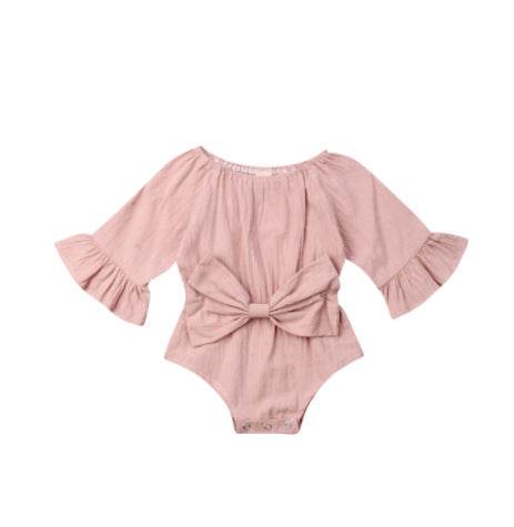 Newborn Baby Girl Ruffled Solid Color Sleeveless Backless Romper Jumpsuit Outfit Sunsuit - Mubimart