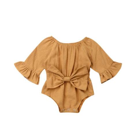 Newborn Baby Girl Ruffled Solid Color Sleeveless Backless Romper Jumpsuit Outfit Sunsuit - Mubimart