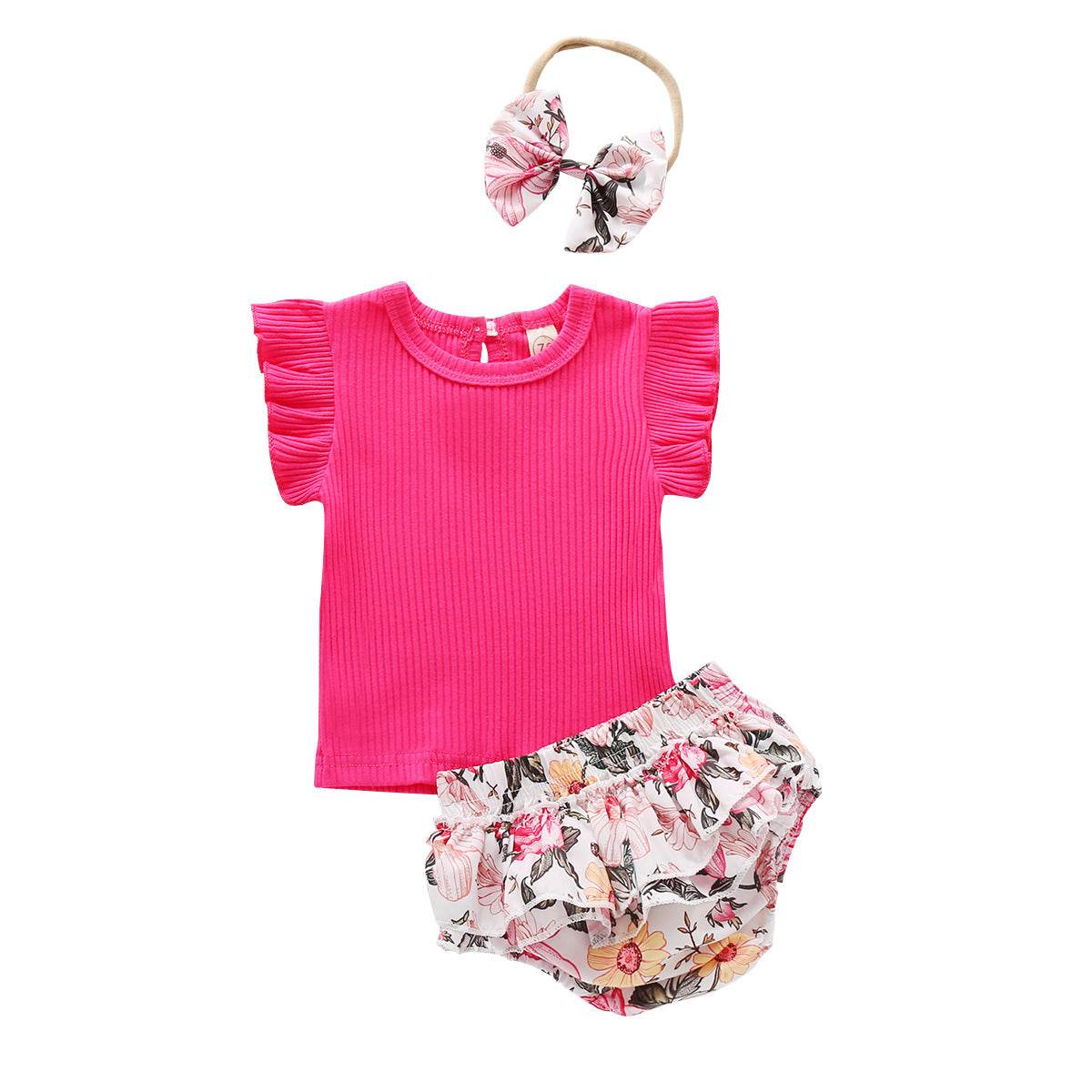 Newborn Baby Girl Ruffled Solid Color Sleeveless Backless Romper Jumpsuit Outfit Sunsuit - Mubimart