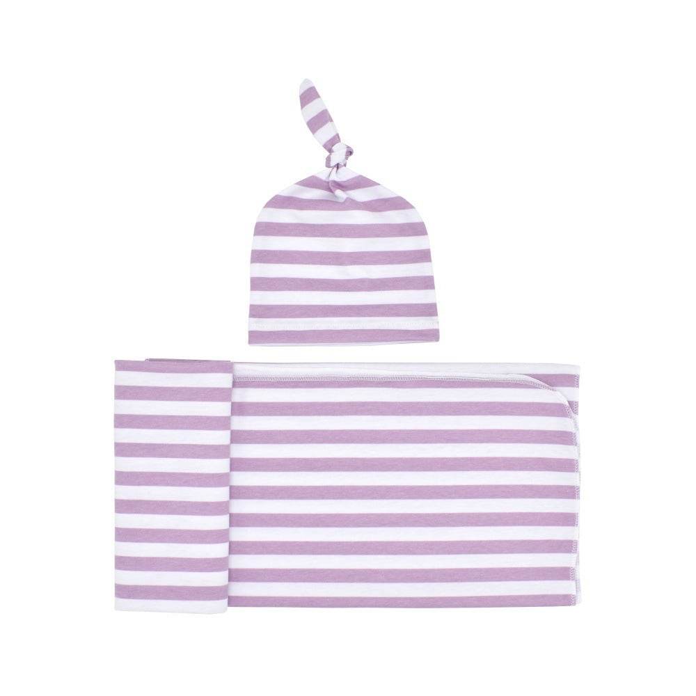 Newborn Pattern Wrapped Cap 2 Piece Set - Mubimart
