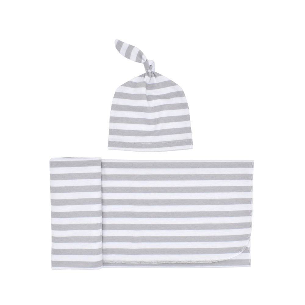 Newborn Pattern Wrapped Cap 2 Piece Set - Mubimart