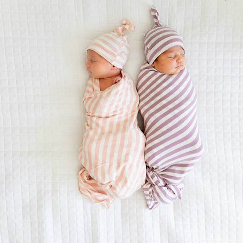 Newborn Pattern Wrapped Cap 2 Piece Set - Mubimart