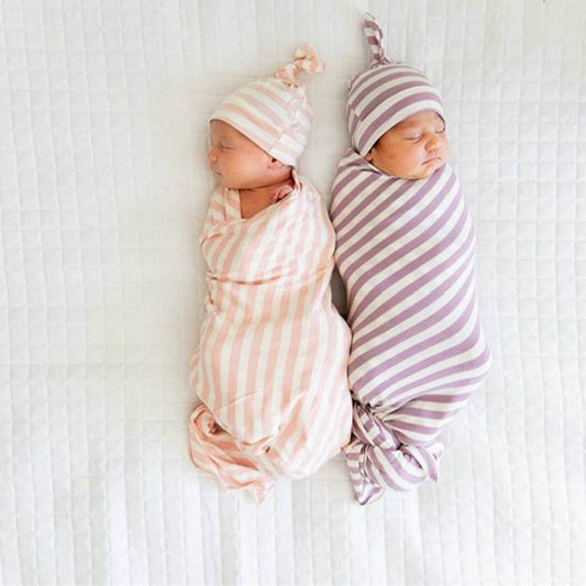Newborn Pattern Wrapped Cap 2 Piece Set - Mubimart