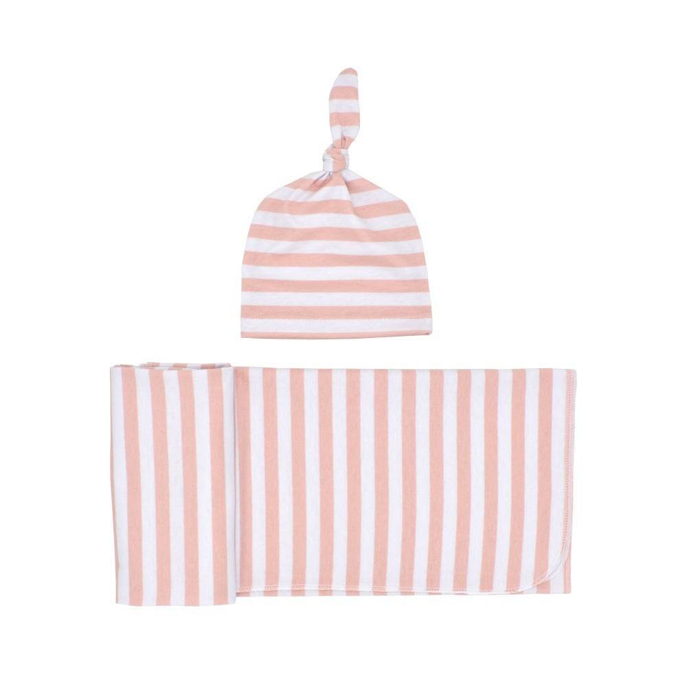 Newborn Pattern Wrapped Cap 2 Piece Set - Mubimart