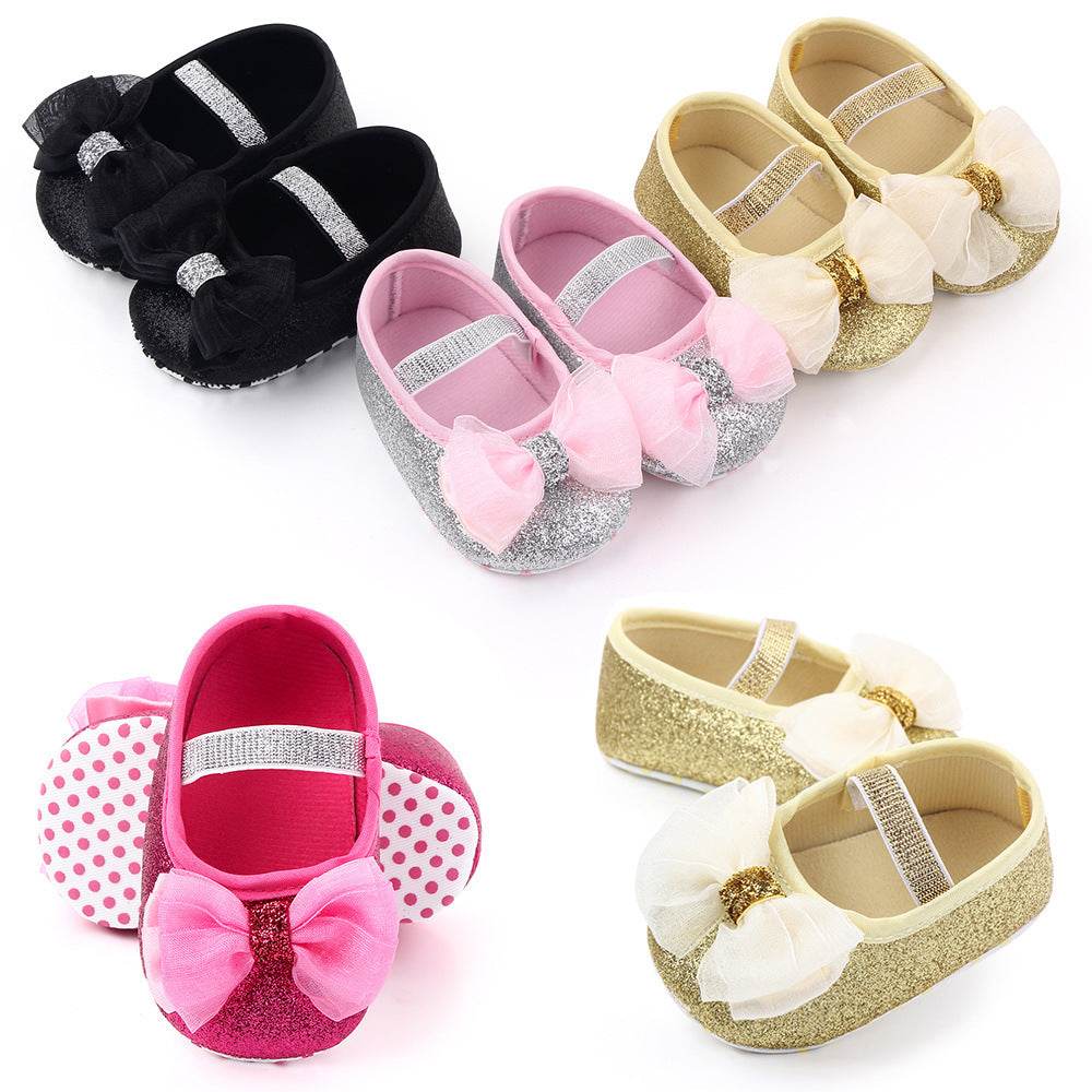 Newborn Princess Shoes Baby Shoes Soft Soled Baby Shoes Bow Princess Shoes Single Shoes - Mubimart