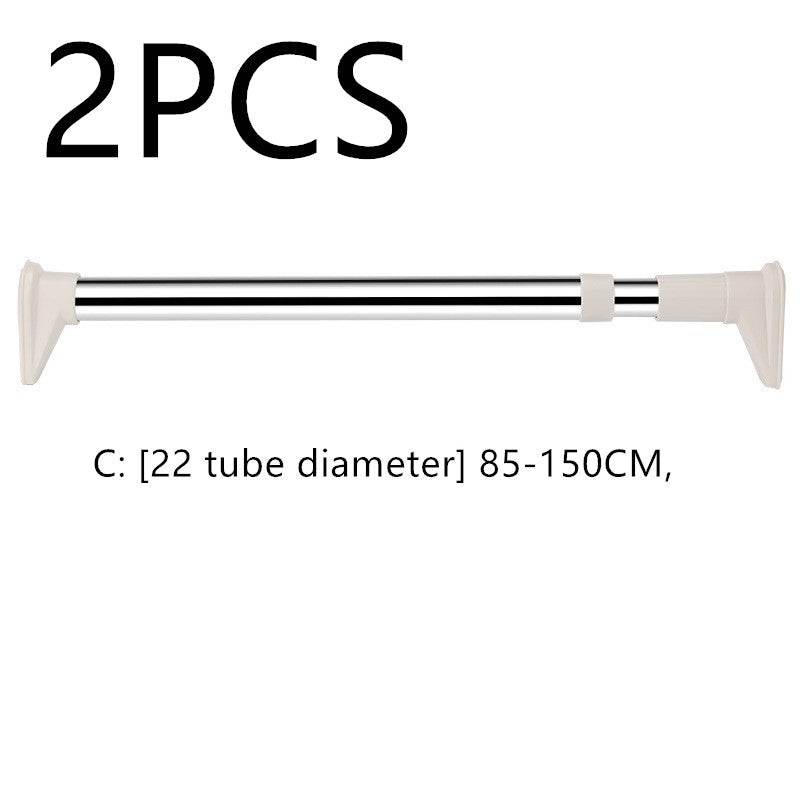 No-curtain Rod Balcony Sanitary Clothes Perforated Rod Roman Curtain Retractable Stainless Hanger - Mubimart