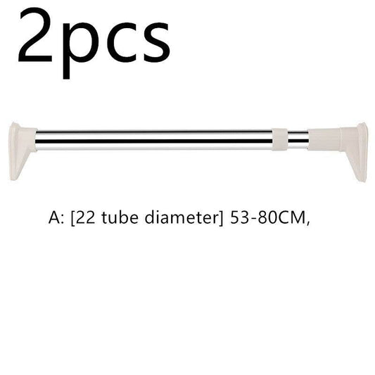 No-curtain Rod Balcony Sanitary Clothes Perforated Rod Roman Curtain Retractable Stainless Hanger - Mubimart