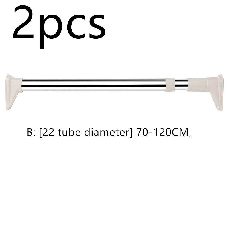 No-curtain Rod Balcony Sanitary Clothes Perforated Rod Roman Curtain Retractable Stainless Hanger - Mubimart
