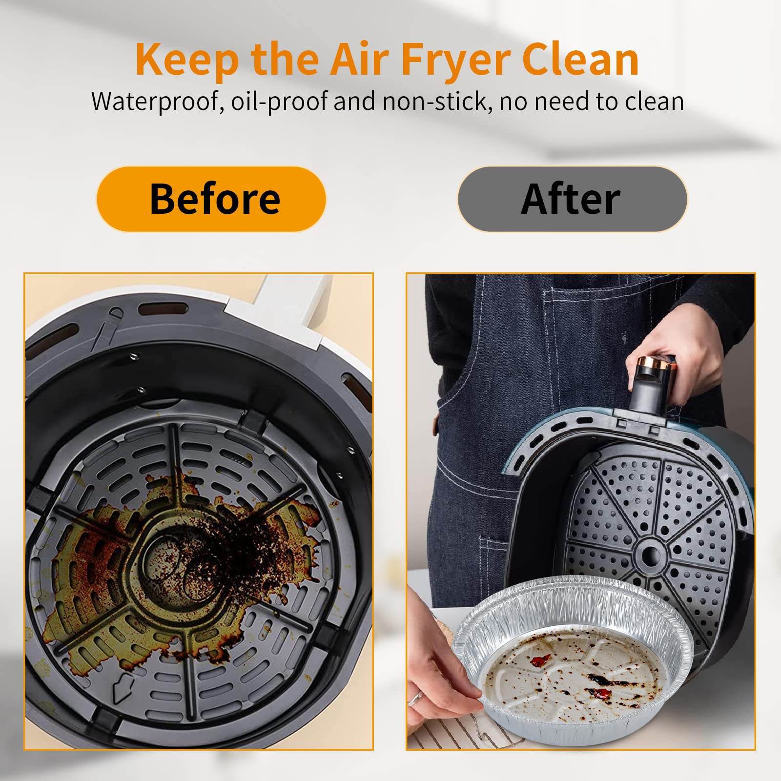 Non-stick Aluminum Foil Liners Air Fryer Disposable Paper Liner Oil-proof Steaming Basket Kitchen Tool BBQ Drip Pan Tray - Mubimart