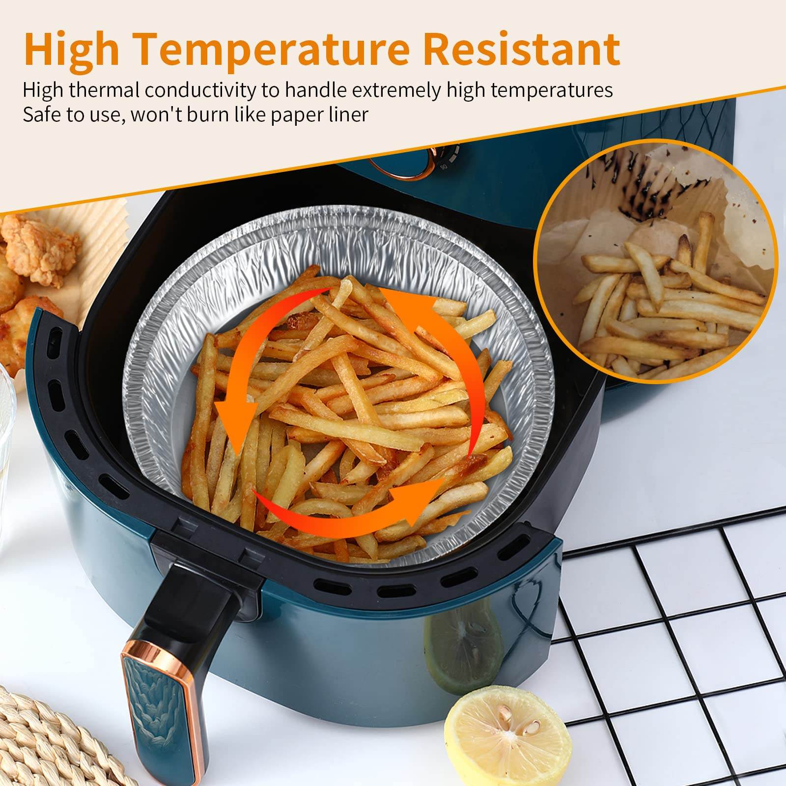 Non-stick Aluminum Foil Liners Air Fryer Disposable Paper Liner Oil-proof Steaming Basket Kitchen Tool BBQ Drip Pan Tray - Mubimart