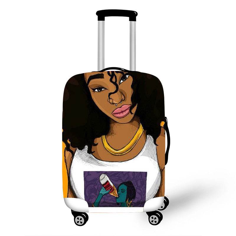 Nopersonality African Art Girl Travel Accessories Luggage Cover Suitcase Protection Baggage Dust Cover Stretch Fabrics 18-30inch - Mubimart