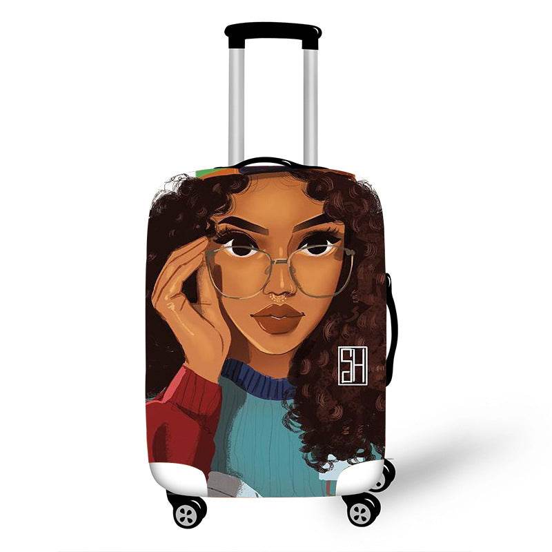 Nopersonality African Art Girl Travel Accessories Luggage Cover Suitcase Protection Baggage Dust Cover Stretch Fabrics 18-30inch - Mubimart