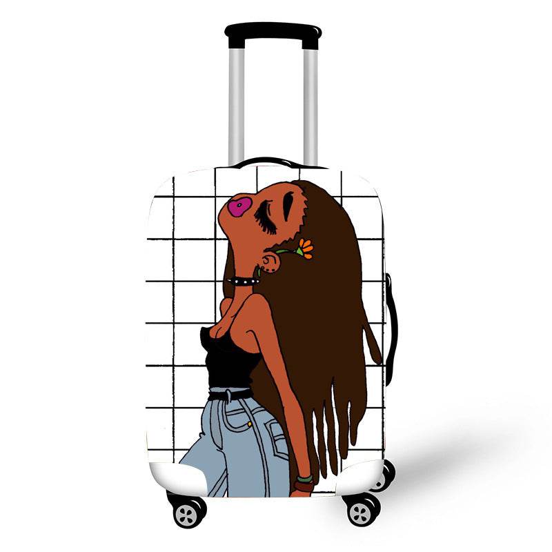 Nopersonality African Art Girl Travel Accessories Luggage Cover Suitcase Protection Baggage Dust Cover Stretch Fabrics 18-30inch - Mubimart