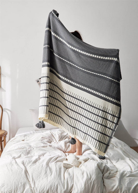 Nordic Cotton Wool Blanket Napping Blanket Cover Blanket - Mubimart
