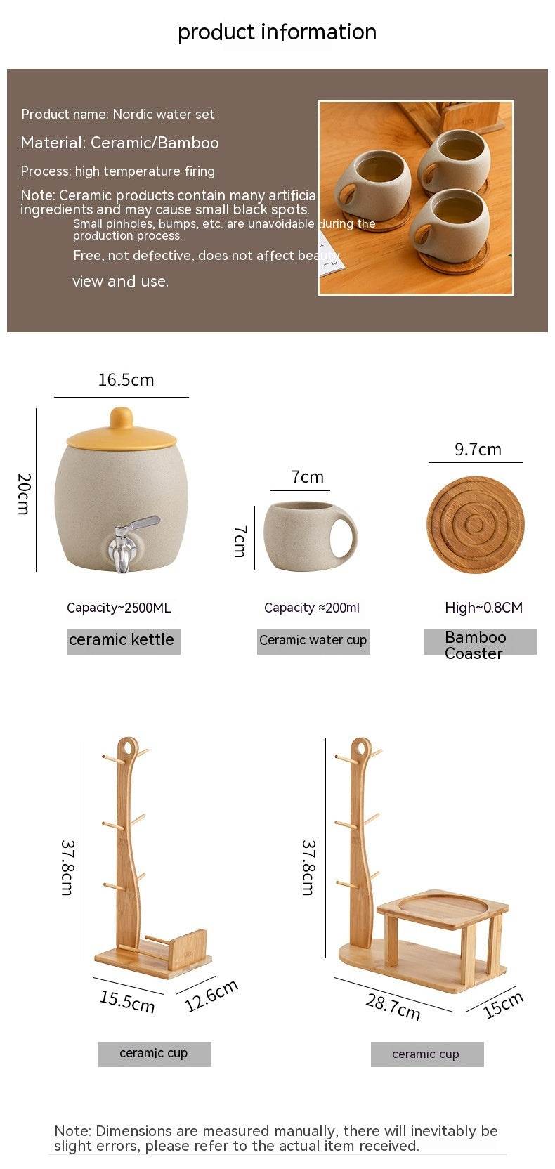 Nordic Creative Ceramic Water Pitcher Cup Set Suit - Mubimart