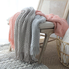 Nordic Knitted Blanket Woolen Blanket Blanket Bubble Blanket Sofa Blanket - Mubimart - Blankets & throws 