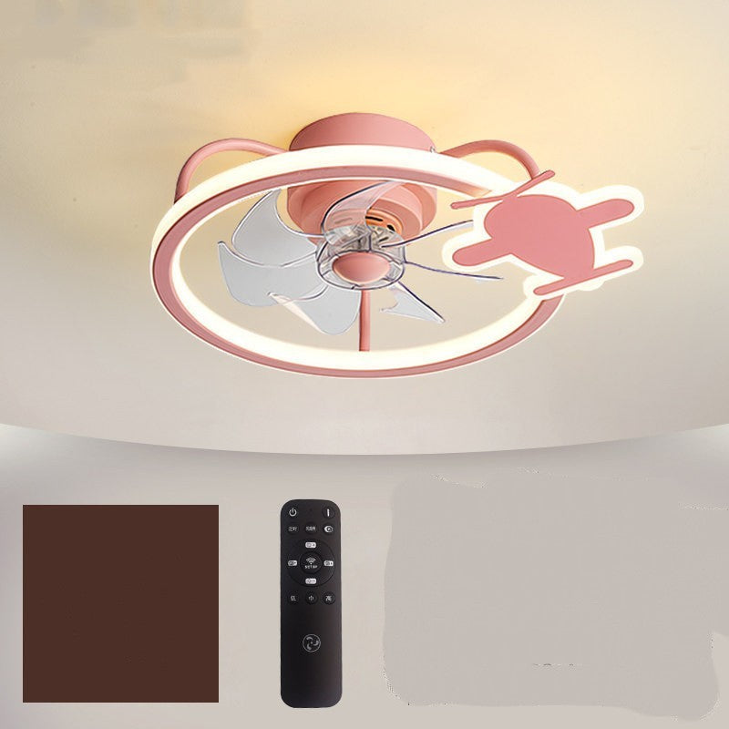 Nordic Simple Household Electric Fan Chandelier Childrens Fan Lamp Bedroom Ceiling Fan Lamp - Mubimart -  