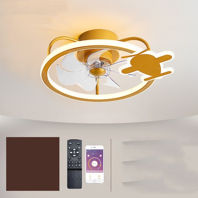 Nordic Simple Household Electric Fan Chandelier Childrens Fan Lamp Bedroom Ceiling Fan Lamp - Mubimart -  