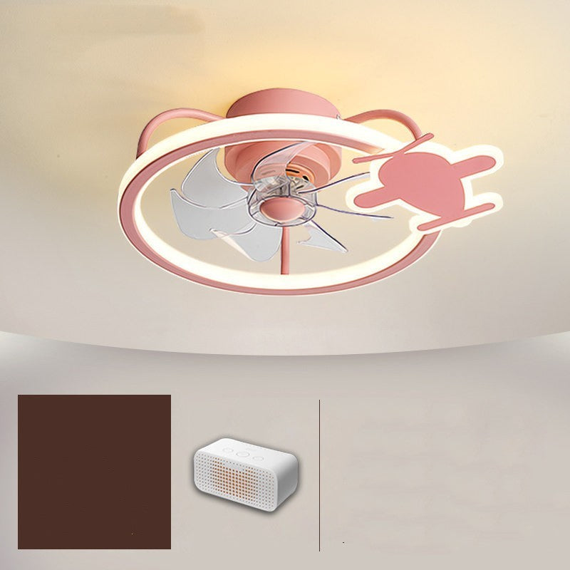 Nordic Simple Household Electric Fan Chandelier Childrens Fan Lamp Bedroom Ceiling Fan Lamp - Mubimart -  