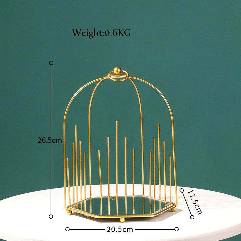 Nordic Simple Wrought Iron Golden Bird Cage Multi-Layer Rack - Mubimart