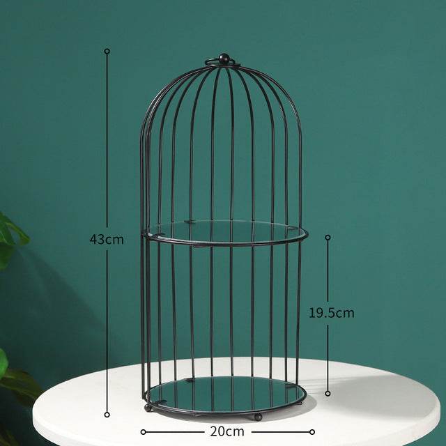 Nordic Simple Wrought Iron Golden Bird Cage Multi-Layer Rack - Mubimart