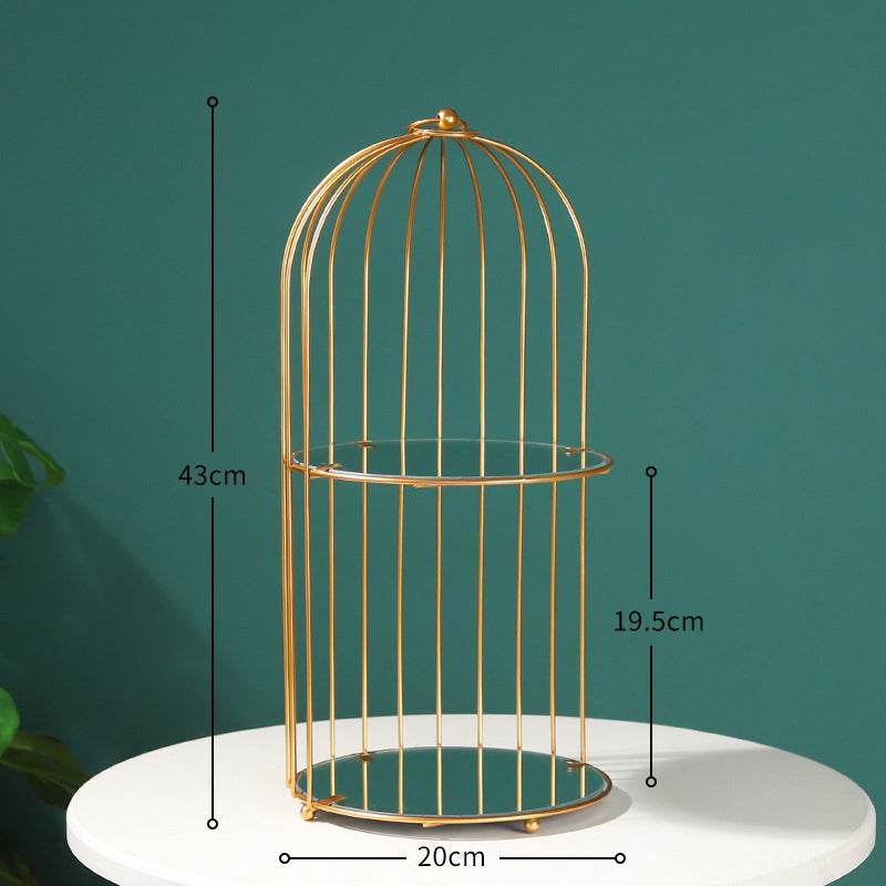Nordic Simple Wrought Iron Golden Bird Cage Multi-Layer Rack - Mubimart