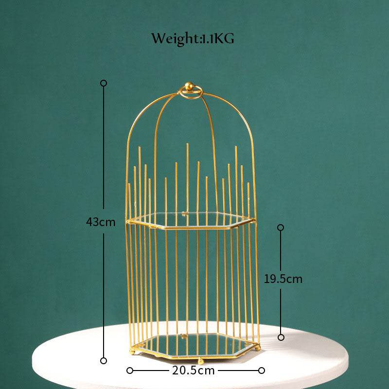 Nordic Simple Wrought Iron Golden Bird Cage Multi-Layer Rack - Mubimart