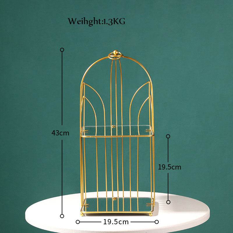 Nordic Simple Wrought Iron Golden Bird Cage Multi-Layer Rack - Mubimart
