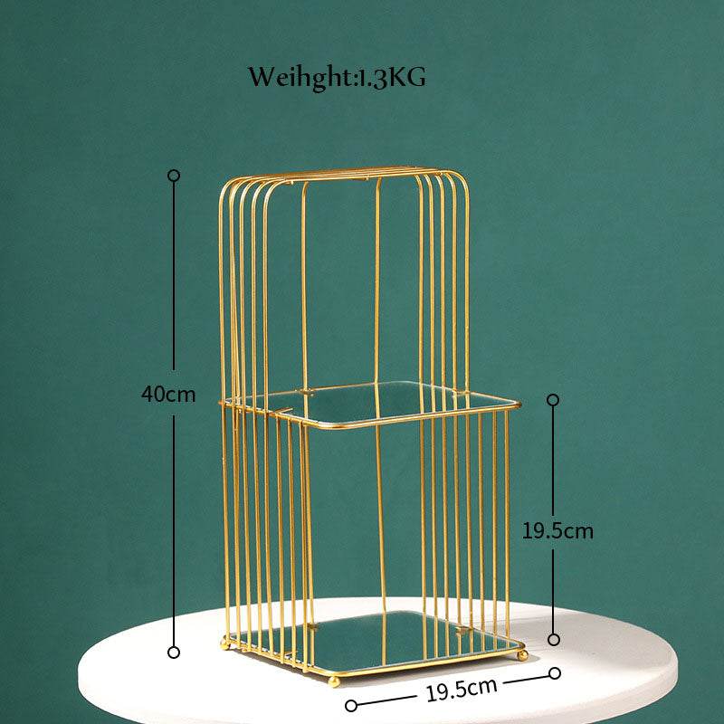 Nordic Simple Wrought Iron Golden Bird Cage Multi-Layer Rack - Mubimart