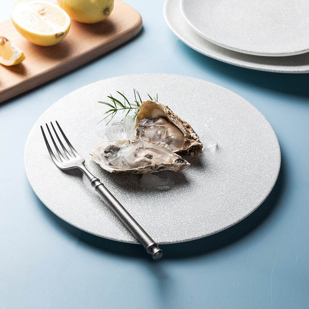 Nordic Speciality Hotel Restaurant Ceramic Plate Matte White - Mubimart