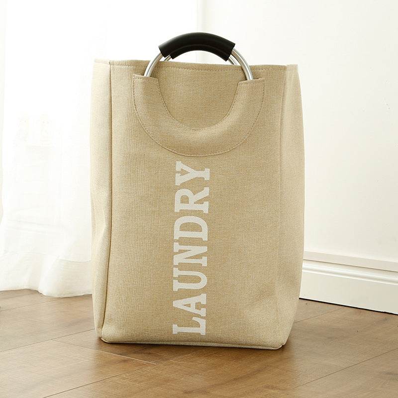 Nordic Style Amazon Explosion Models Aluminum Alloy Handle Fabric Storage Bucket Folding Home Storage Basket Dirty Clothes Hamper - Mubimart