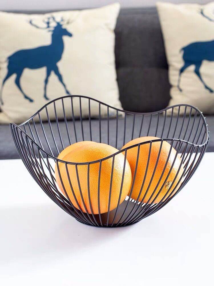 Nordic Wrought Iron Fruit Basket Simple Household Fruit Storage Basket - Mubimart