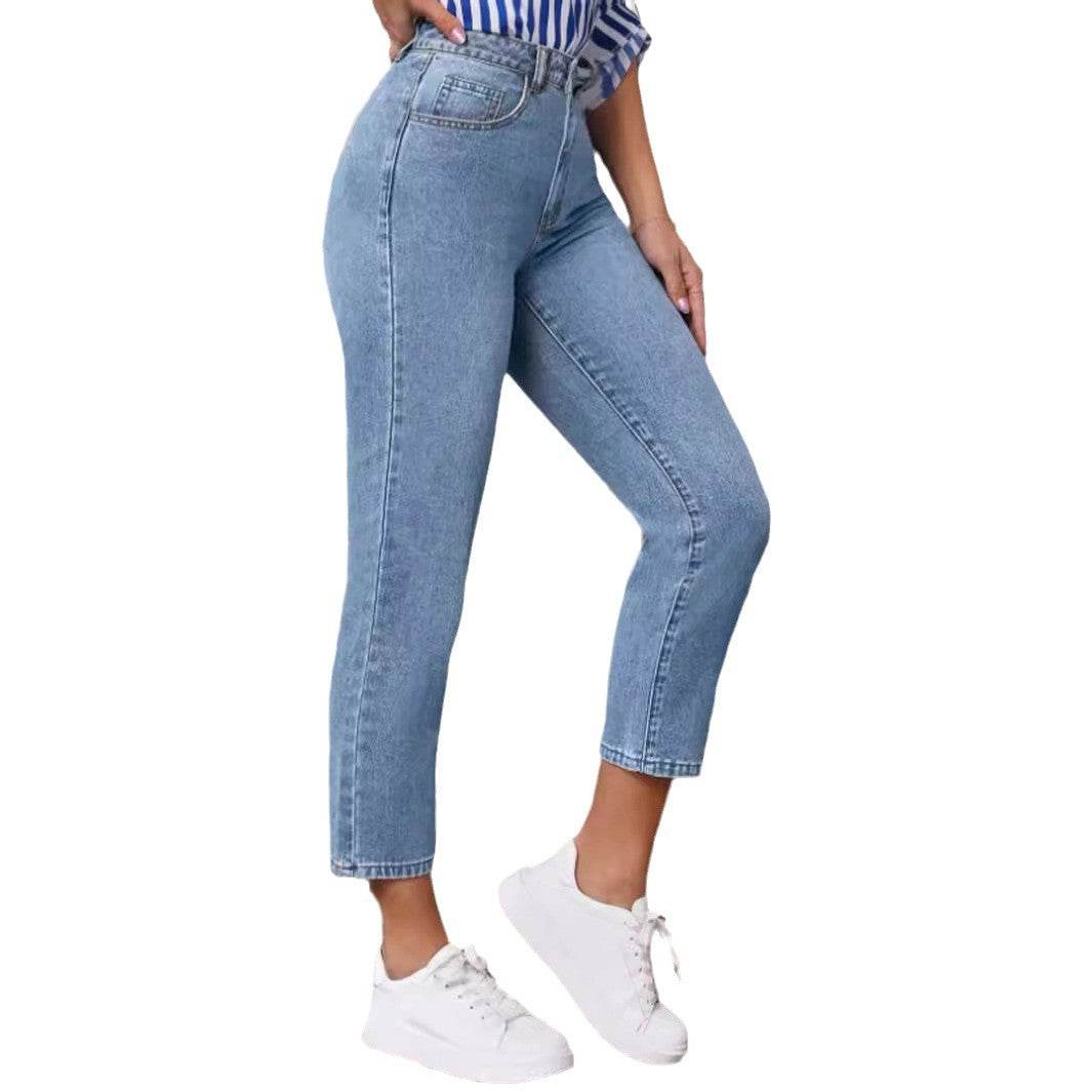 Retro High Waist Stretch Skinny Jeans For Women - Mubimart