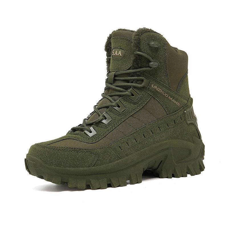 Combat Boots Winter Fleece-lined Warm Snow Boots Men - Mubimart