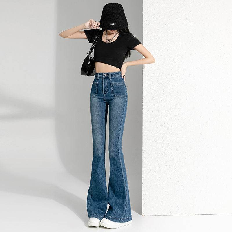Spring And Autumn Hot Girl Slightly Flared Jeans Women - Mubimart