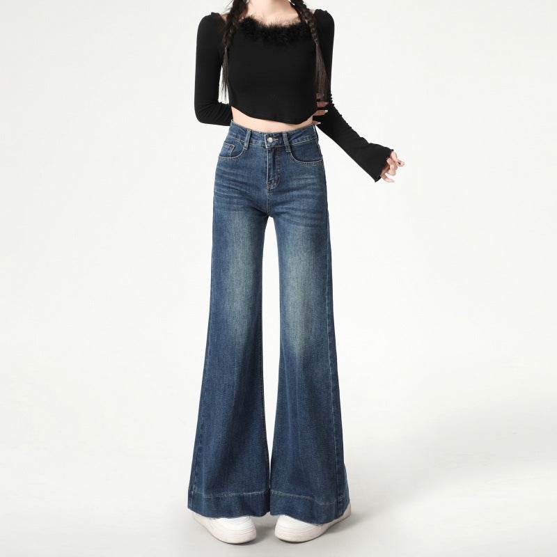 High Street Retro Slightly Flared Jeans Women - Mubimart