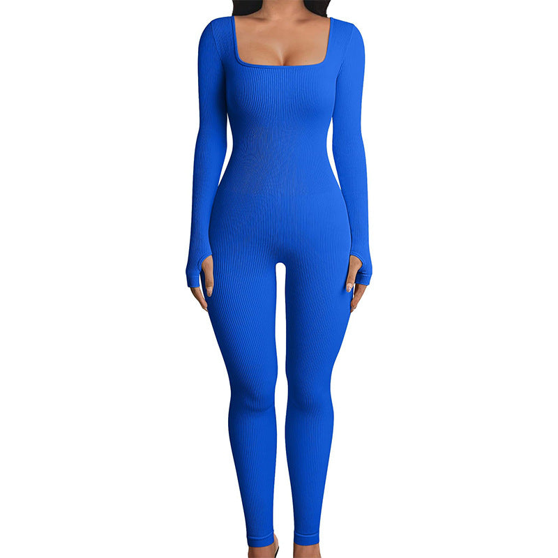 Seamless Double-layer Jumpsuit Long-sleeved Body Shaper Hip Lifting Yoga Jumpsuit Sports Jumpsuit Bodysuits - Mubimart -  