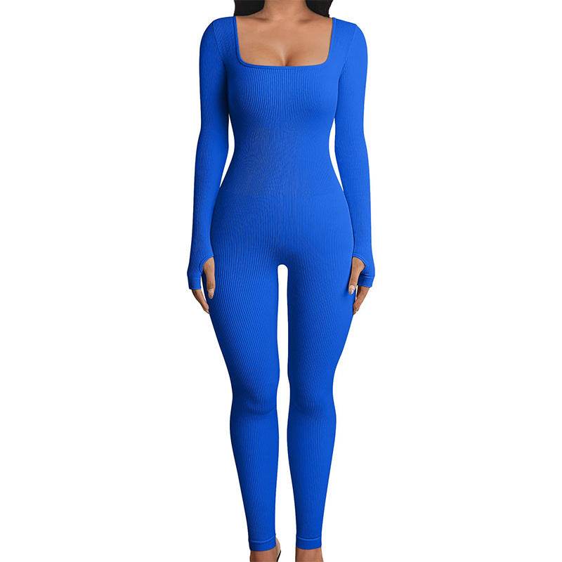 Seamless Double-layer Jumpsuit Long-sleeved Body Shaper Hip Lifting Yoga Jumpsuit Sports Jumpsuit Bodysuits - Mubimart